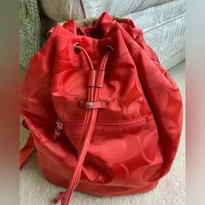 Coach | Bags | Nwot Coach Orange Nylon Logo Backpack | Poshmark display picture 1
